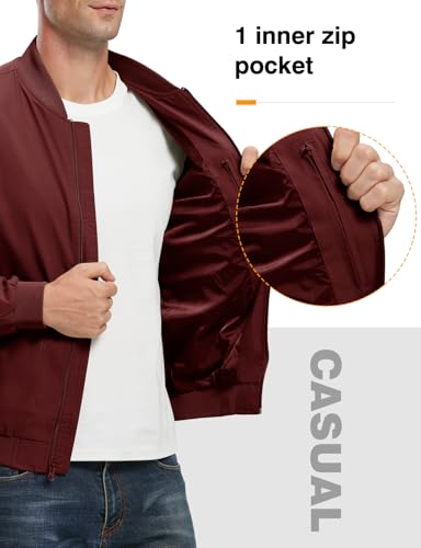 Image of TBMPOY Men's Windproof Bomber Jackets Lightweight Track Jackets Windbreaker Outdoor Golf Fashion Coat