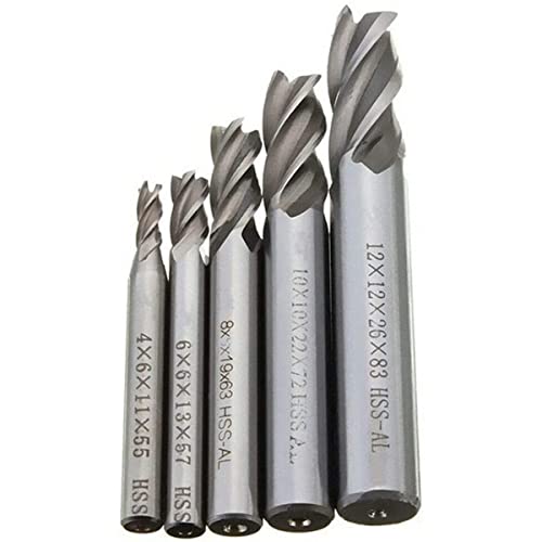 Image of Industrial Tools Super Hard High Speed Steel Straight Shank End Milling Cutter Carbide Square End Milling Cutter Carbide End Milling Cutter for Alloy Steel Hardened Steel - 4 Slots (2Pcs)