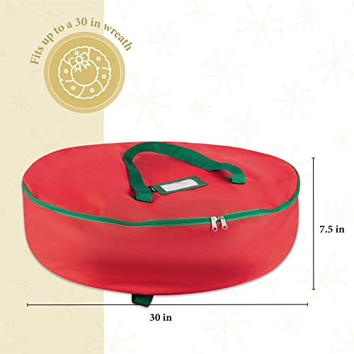 Christmas-Wreath-Storage-Bag-2-Pack-Durable-Tarp-Material-Zippered-Reinforced-Handle-and-Easy-to-Slip-The-Wreath-in-and-Out-Protect-Your-Holiday-Wreath-from-Dust-Insects-and-Moisture-RED