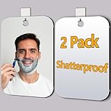 quegau 2 Pack Shower Mirror for Shaving, Shower Mirror for Shaving Men(Lager 10 x 7 Inch); Small Wall Mirrors for Showers, Shatterproof Plexiglass Makeup Mirrior, Travel Camping Showers Mirrors