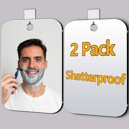 quegau 2 Pack Shower Mirror for Shaving, Shower Mirror for Shaving Men(Lager 10...