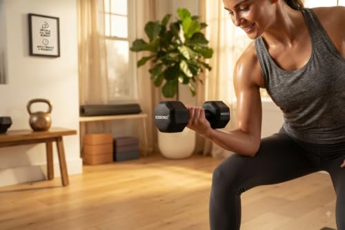 Image of 1 KG Hex Dumbbells Set of 2, PVC Coated Dumbbells for Home Gym Workout, Strength Training, Fitness, Exercise, Weight Lifting & Full Body Training Black