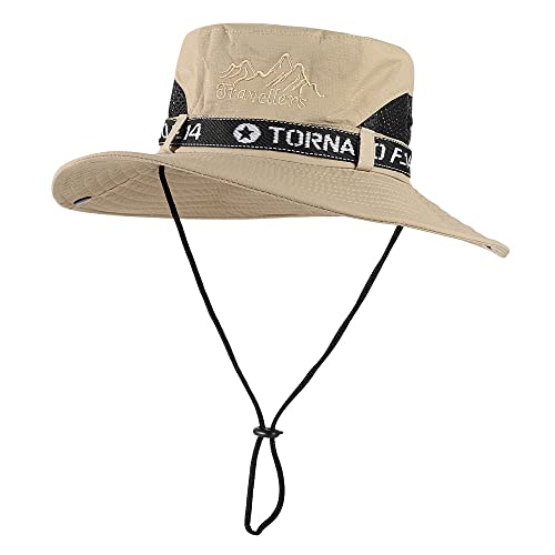 YSTrillion Sombrero del Pescador, Sombrero de Jungla Plegable Bucket Hat Visera Unisex, Sombrero del Cubo para Pesca, Caza y Camping, 55-60CM - Caqui