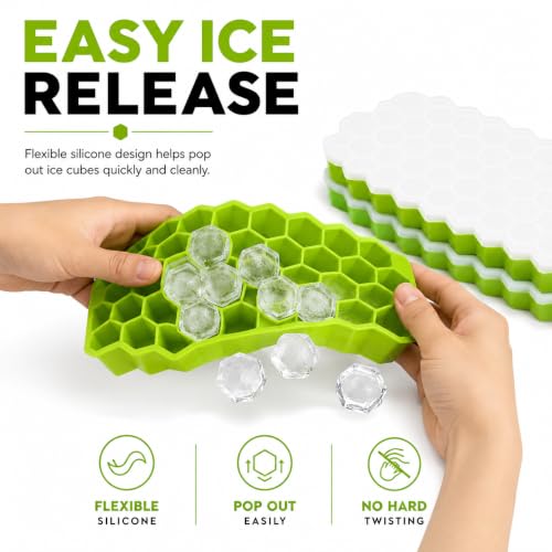 Bandeja de cubitos de hielo de silicona 2 pack con tapa miniatura 5