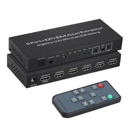 Selector 5 en 1 HDMI con ancho de banda de 18 Gbps para imágenes en alta fidelidad y sonido ARC