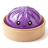 Glitter Dumpling Squishy, Squishy dumpling, Sensory Stress Ball Squeeze Toys, Soft Squeeze Decompression Dough Toy for Adult Boys and Girls (Purple-2)