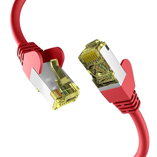 EFB-Elektronik - CAT. 6a Netzwerkkabel bis zu 10 Gbit - 10m LAN Kabel Ethernet Kabel Patchkabel mit Klinken-/Knickschutz - RJ45 Anschluss, S/FTP PIMF Schirmung - Rot