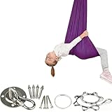 Yoga Schaukel Zum Aufhaengen Swing 150 Kg Max Tragfaehigkeit und Beschlag, perfekt gegen Aengste und Fuer mehr Glueck 280 x 150 cm Dunkellila