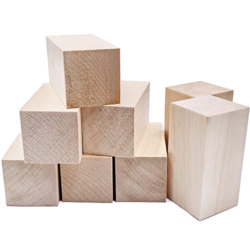 Thiecoc 8 piezas de tilo para tallar, bloques de tilo de 4 x 2 x 2 pulgadas para cortar y manualidades de madera
