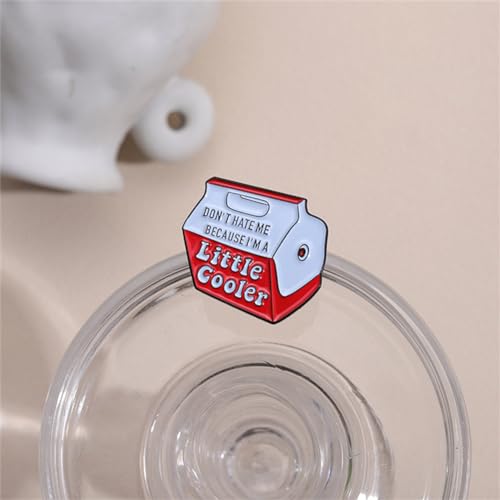 Image of Red Black Cute Enamel Pins Cartoon Little Cooler Design Novel Milk Box Brooch Pins Funny Enamel Pin for Backpacks Badges Hats Bags Lapel Pins Accessory Decor Lovely Gift for Men Women Girls Kids