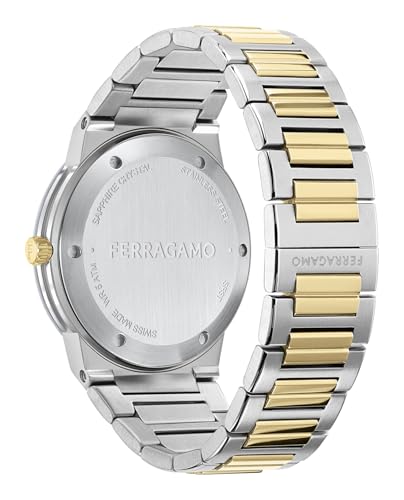 Ferragamo Ferragamo Infinity Sapphire Collection Luxury Mens Watch Timepieces with a Two Tone Bracelet and Case Featuring a Silver Dial3