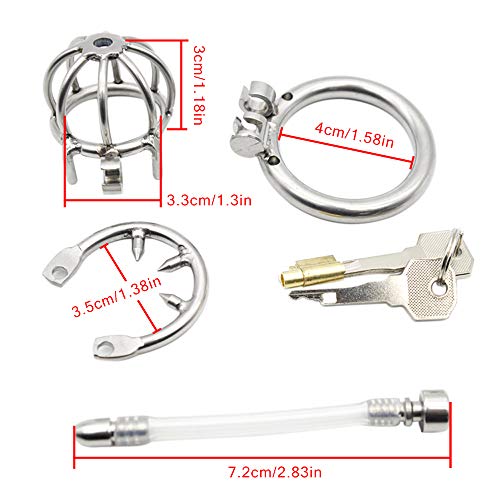 WEIMOB Kuisheidsgordel voor heren, roestvrij staal, met penisdilator, kuisheidskooi, peniskooi, cock cage, mannen… - Afbeelding 6