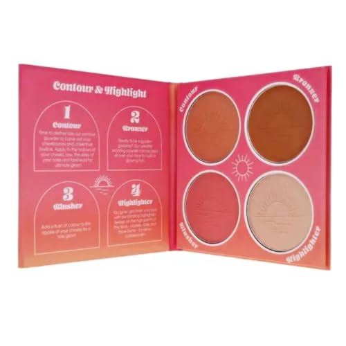 Paleta de maquillaje con bronceador, rubor, iluminador y contorno para un brillo radiante, por Sunkissed
