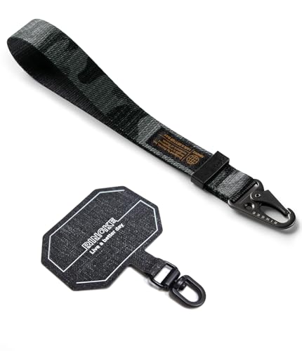 Image of Ringke Tactical Webbing Hand Strap with Patch [Heavy Duty Tactical Carabiner] Durable Anti-Tear Multi-Purpose Phone Wrist Strap for Travel, Hiking, etc