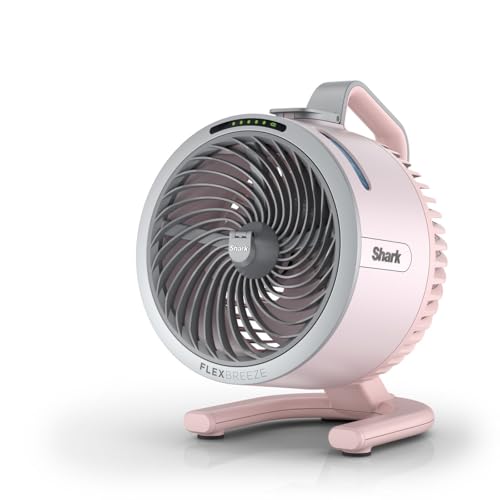 Shark FlexBreeze HydroGo, ventilateur brumisateur portable, rafraîchisseur d'air silencieux intérieur/extérieur, discret et durable, avec/sans fil, léger, 5 réglages de vitesse, Quartz FA050EUPK