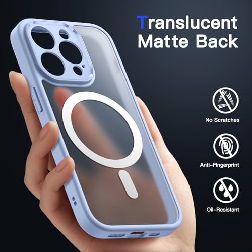 Image of JETech Magnetic Cover Case for iPhone 13 Pro Max 6.7-Inch, Compatible with MagSafe, Translucent Matte Back Camera Lens Full Protection Slim Shockproof Phone Cover (Sky Blue)