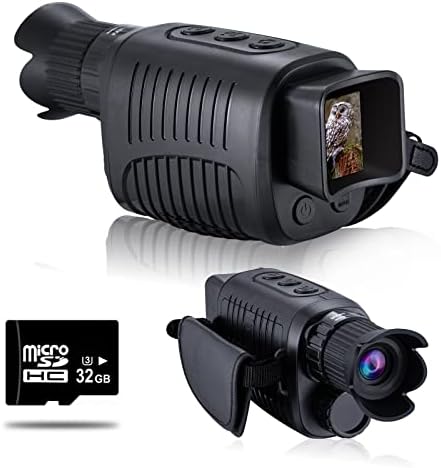 VABSCE Digital Night Vision Monocular for 100% Darkness, 1080p Full HD Video Long Distance Infrared Night Vision Goggles Binoculars for Hunting, Camping, Travel, Surveillance with 32 GB Micro SD Card