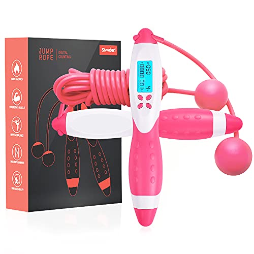 Jump Rope,Digital Counting Speed Jumping Rope Counter for Indoor/Outdoor Fitness Boxing Training Adjustable Weighted Jump Rope Workout for Men,Women,Children Skipping Rope (Rope/Cordless)
