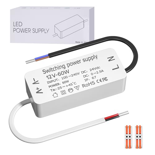 Luxvista Transformador 220V a 12V 60W, Impermeable, AC-DC