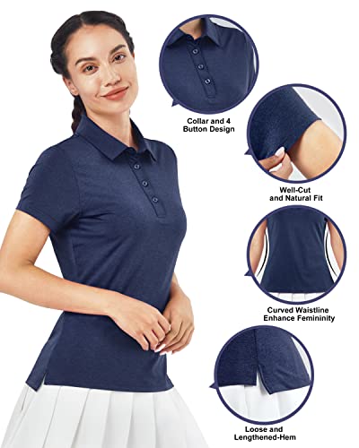 Iseegz Golf Polo Shirts For Women, Women Summer Short Sleeve Blouses, Fashion Dressy And Casual Women's Tops For Daily Work Sports, Lightweight Fitted A - Navy #TOP1