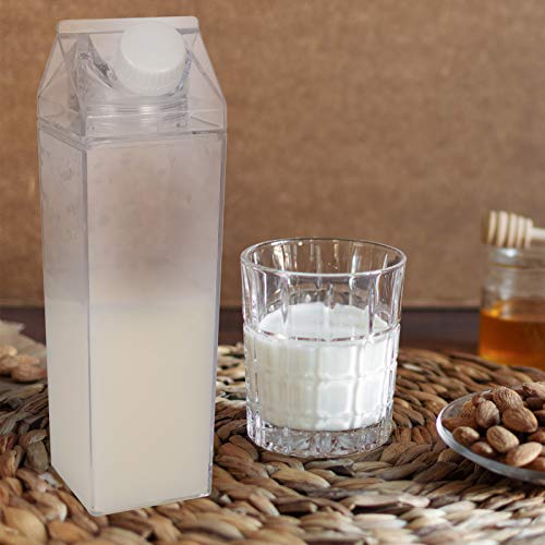 Foto von metagio 2 Stück Klare Wasserflasche Transparente 500ML Plastikmilchbox Milchkarton Wasserflasche Getränk Eistee Flasche Milchflaschen für Getränke Getränkesaft