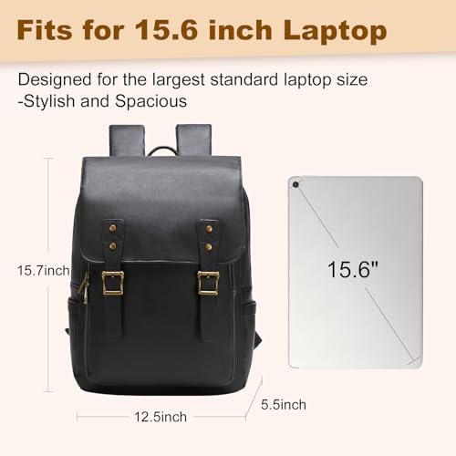 NEHOR Leather Backpack Black