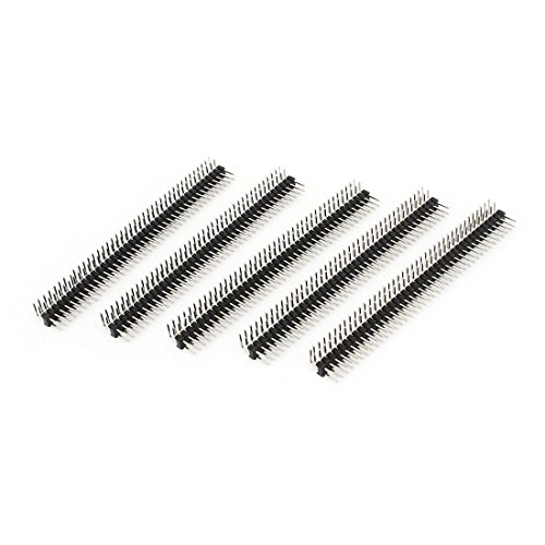 Aexit 2.54mm Spacing Audio & Video Accessories 2x40 Position Right Angle Male PCB Pin Header Connectors & Adapters 5 Pcs