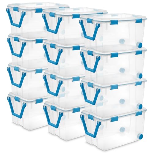Image of STERILITE 120 QT. Plastic Storage Container with Gasket Latch LID in Clear, 12-Pack