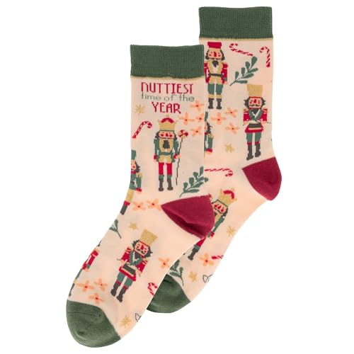 Karma Womens Soft Holiday Socks Christmas Stocking Stuffer Crew Socks Festive Novelty and Fun Socks for Women One Size Fits Most - Nutcracker