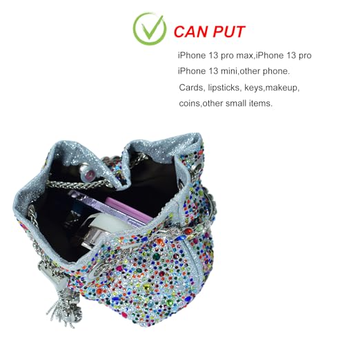 Image of HUANG ZHUANG Colorful Crystal Soft Purse Sparkly Rhinestone Handbag Women Clutch Bling Party Crossbody Bag for Prom Cocktail