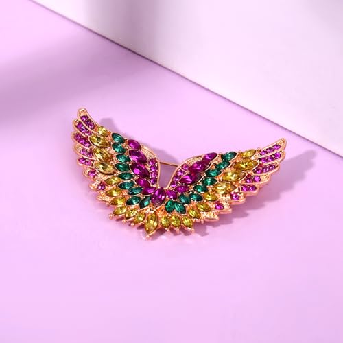 Image of Mardi Gras Brooches Pin for Women Girls Rhinestone Mask Fleur De Lis Brooch Glitter Jester Pins Fat Tuesday Carnial Parade Holiday Brooches Jewelry