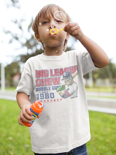 Big League Chew Graphic Crew Neck, 1980 White Short Sleeve Tee - Vintage Style T Shirt for Boys & Girls