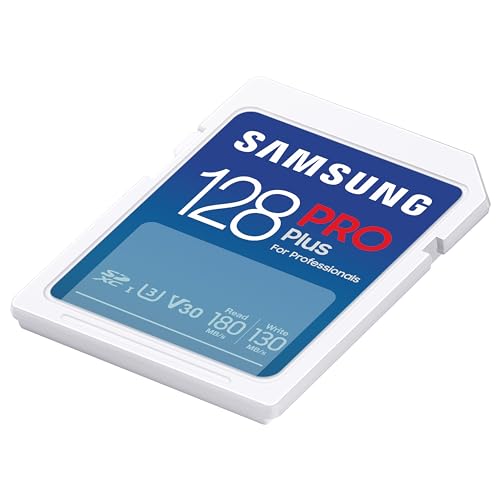 Samsung PRO Plus Carte mémoire SD (MB-SD128S/EU), 128 Go, UHS-I U3, Full HD et 4K UHD, 180 Mo/s en Lecture et 130 Mo/s en écriture
