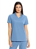 BARCO Grey's Anatomy Edge GET006 Women's Three Pocket Knit Polo Collar Lyra Scrub Top Ciel Blue L