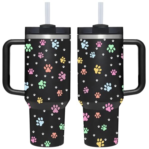 AMZUShome 40 OZ Paw Tumbler with Handle