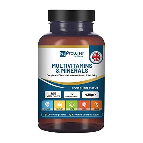 A-Z Multivitamins And Minerals I 365 Vegan A-Z Vitamins Tablets (1 Yr Supply) I 26 Essential Active Vitamins, Minerals & Micronutrients for Men & Women I Made in The UK by Prowise Healthcare Cover