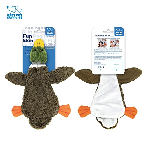 Best Pet Supplies 2-In-1 Stuffless Squeaky Dog Toys With Soft, Durable Fabric For Small, Medium, And Large Pets, No Stuffing For Indoor Play, Holds A Plastic Bottle - 1Wild Duck, Medium #TOP4