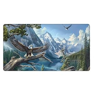 Gaming Mauspad XXL, Mousepad 600x300mm, (Die Eagle Mountains) Mauspads groß Vernähte Kanten WassXerdicht Anti-Rutsch, rutschfeste Gummibasis, Verbessert Präzision und Geschwindigkei, PC Laptop xR4-905