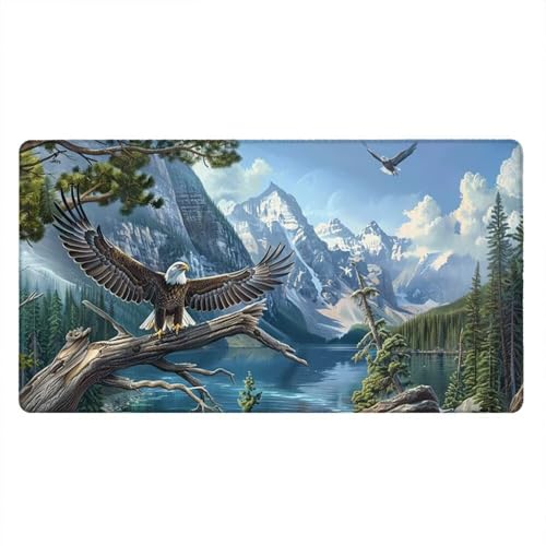 Alfombrilla Ratón XXL Alfombrilla Escritorio 500x250mm Mouse Pad Mejora la Precisión y la Velocidad con Base de Goma Antideslizante y Bordes Cosidos Duradera Cómoda para Oficina Juegos (áGuila) xR8905