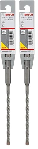 Image of Bosch 2608831008 "SDS Plus-3" Hammer Drill Bit, 0 V, Grey, 6 x 100 x 160 mm (Pack of 2)