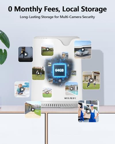 Image of WEILAILIFE 【Auto Tracking & 2-Way Audio】 Security Cameras Wireless Outdoor, WiFi Home Video Surveillance Systems, Solar Powered PTZ Security Camera System DVR Kits