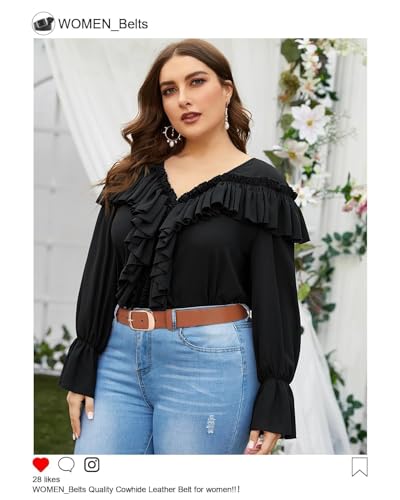 Image of WHIPPY Women Leather Belts for Jeans Pants Fashion Dress Belt for Women with Solid Pin Buckle