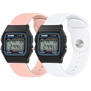 18mm Silikon Armband Kompatibel mit den Casio F-84/F-91W/F-94/F-105/A158/... Weiches Atmungsaktives Wasserfest Sport Armband