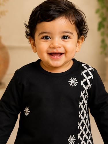Image of Pspeaches Boys Silk Full Sleeves Round Neck Embroidered Kurta and Dhoti Pant 2 Piece Set|Ethnic Wear For Cute Baby Boys|Traditional & Festive Outfit