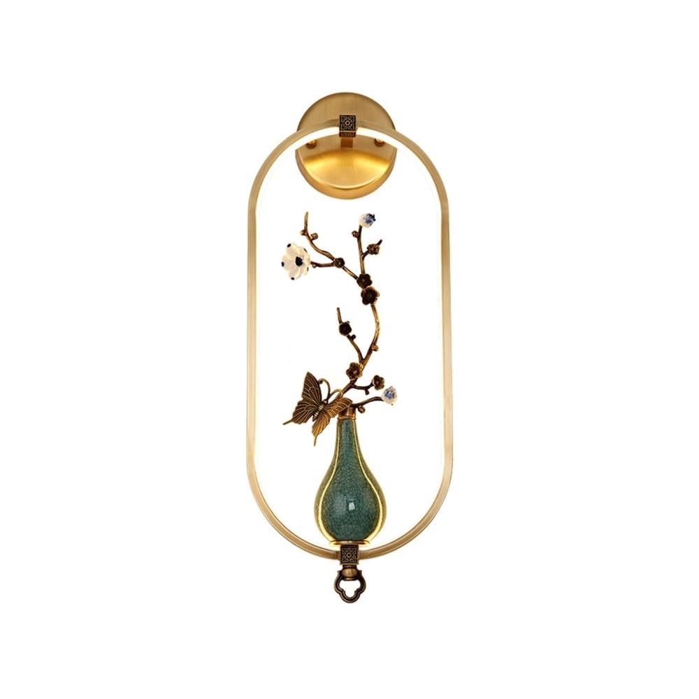 birene Wall Lamp New Chinese Wall Lamp, Living Room Background, Bedroom Bedside All Copper Ceramic