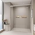 56-60 in. W x 72 in. H Double Sliding Shower Door, Semi-Frameless Bypass Bathroom Sliding Door with 1/4" (6mm) Tempered Glass for Walk-in Shower (Chrome, 60" W x 72" H)