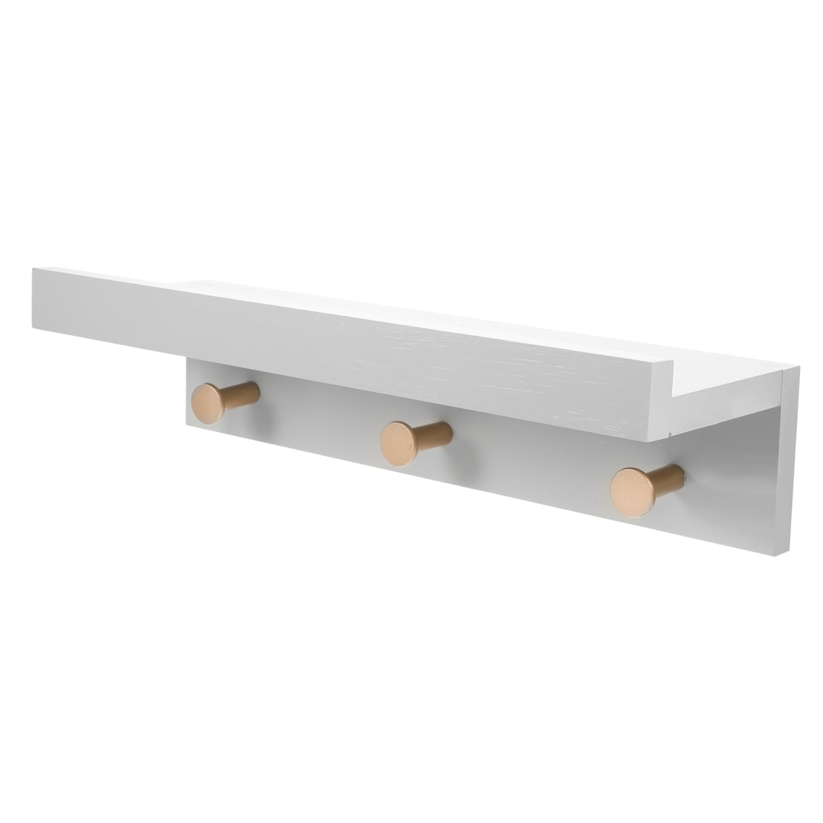 Étagère murale flottante grise avec crochets de rangement pour bureau et cuisine