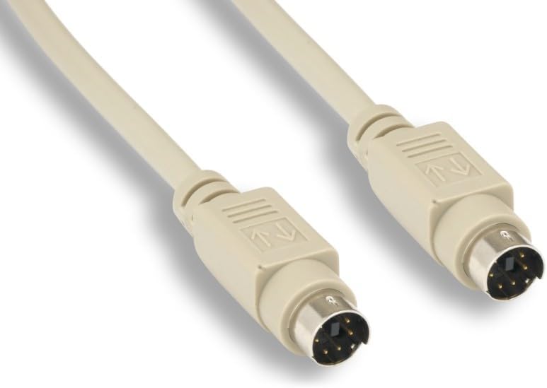 KENTEK 3 Feet FT Mini DIN6 MDIN6 PS/2 Keyboard Mouse Cable Cord 28 AWG Molded 6 Pin Male to Male M/M for PC Mac Linux