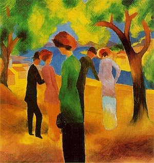 Peinture à l'huile Lady in a Green Jacket 1913 de Macke en format 8x10 pouces