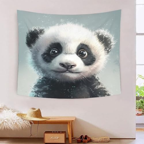 Couverture murale panda 3D KAYZTGSDA 180x230 en polyester doux